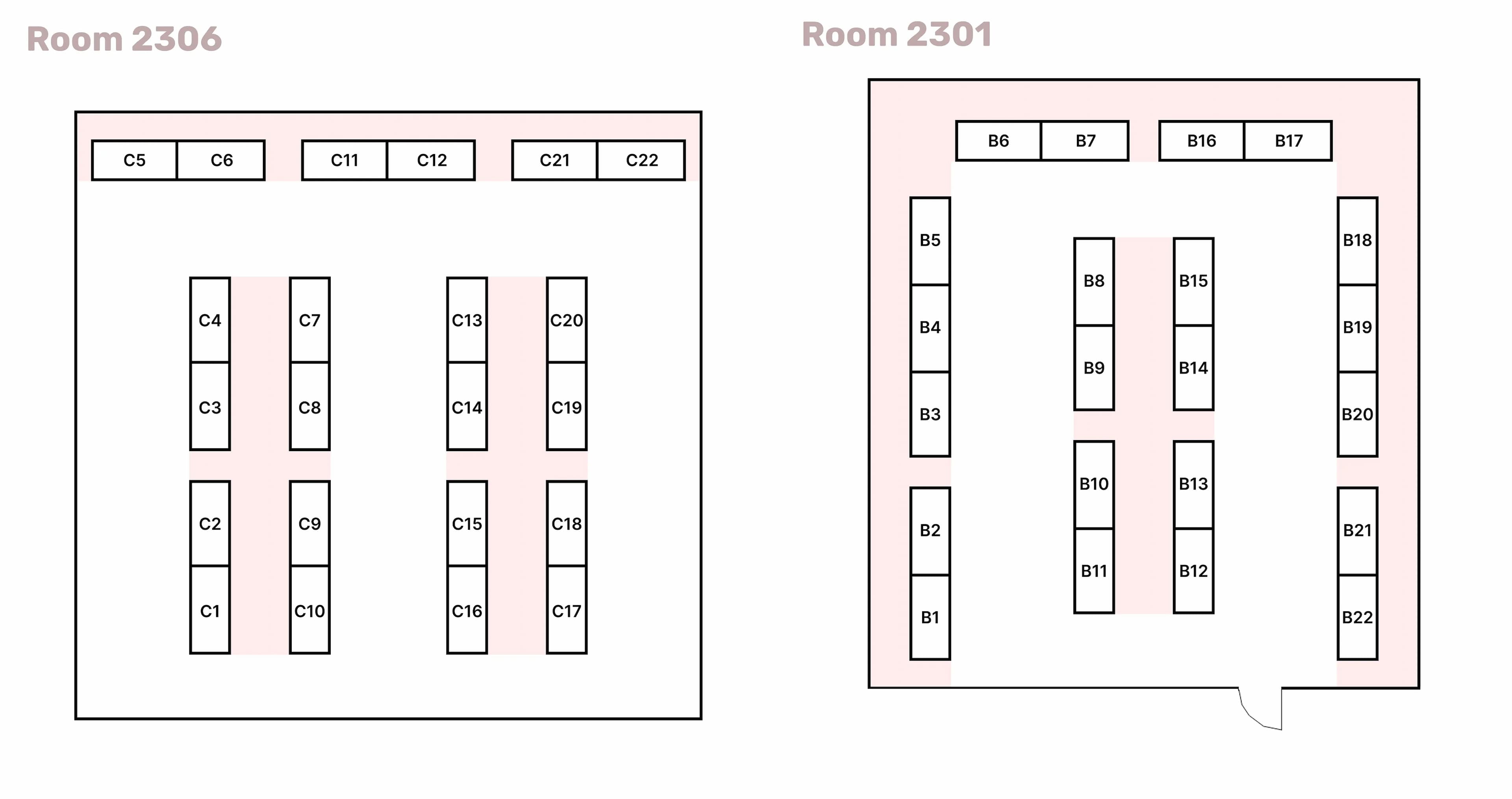 Room 2306 and Room 2301 floor plan